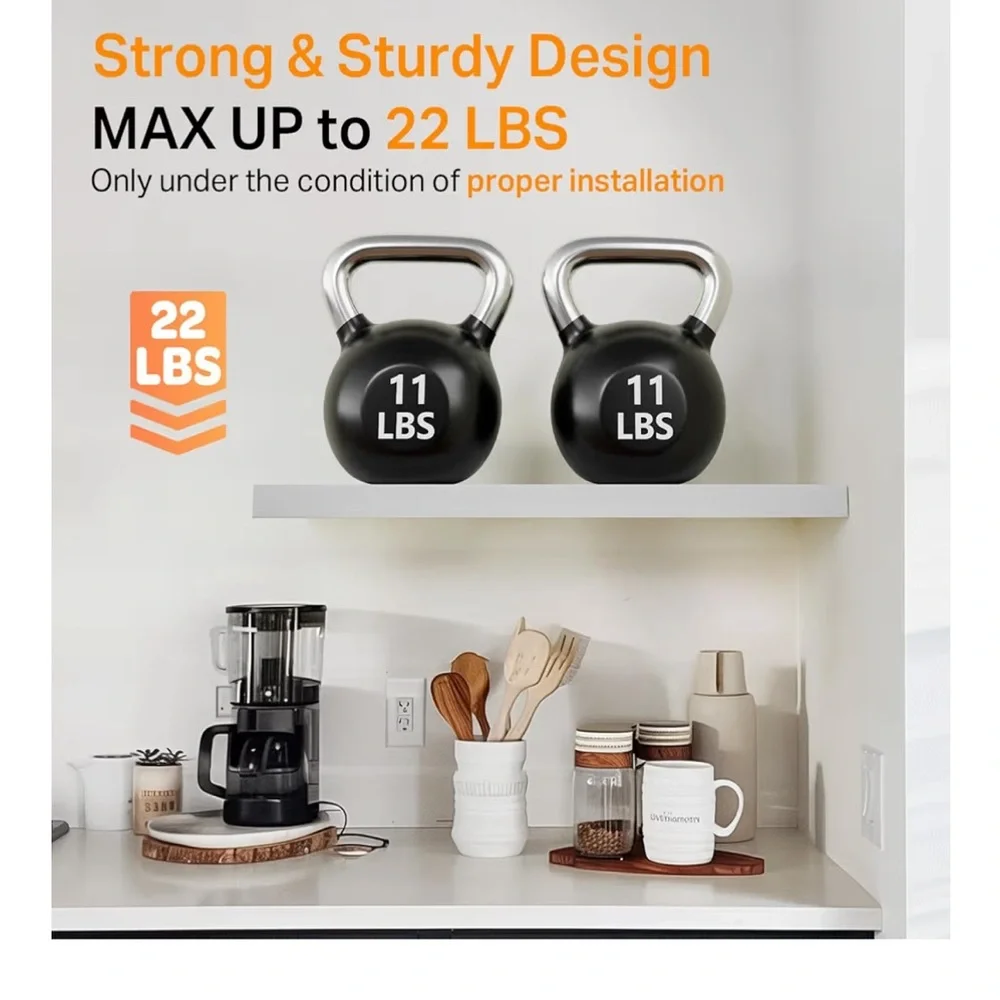 NIB White Floating Wall Shelves - Modern Minimal Set